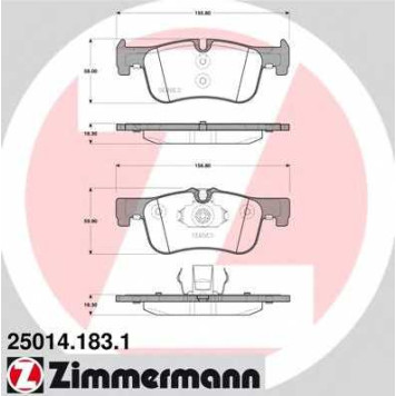 Колодки тормозные дисковые для BMW 1(F21), 2(F22,F23,F87) <b>ZIMMERMANN 25014.183.1 / 25014</b>