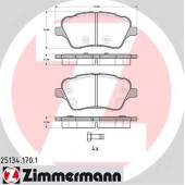 Колодки тормозные дисковые для FORD B-MAX(JK), FIESTA <b>ZIMMERMANN 25134.170.1 / 25134</b>