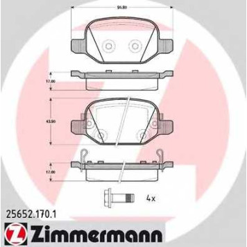 Колодки тормозные дисковые для FIAT 500L(199#) <b>ZIMMERMANN 25652.170.1 / 25652</b>