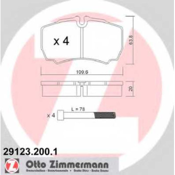 Колодки тормозные дисковые <b>ZIMMERMANN 29123.200.1 / 29123</b>