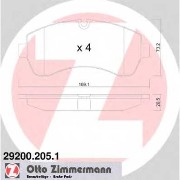 Колодки тормозные дисковые для MERCEDES SPRINTER(906) / VW CRAFTER(2E#,2F#) <b>ZIMMERMANN 29200.205.1 / 29200</b>