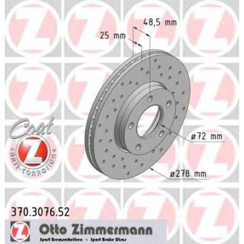 Тормозной диск ZIMMERMANN 370.3076.52