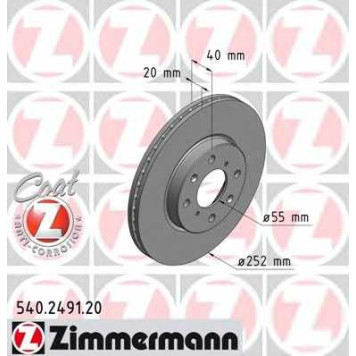 Тормозной диск ZIMMERMANN 540.2491.20